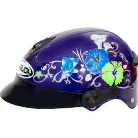 Casco Niño Flores Azul