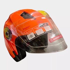 Casco 3/4 Doble Mica Modelo Europeo Naranja